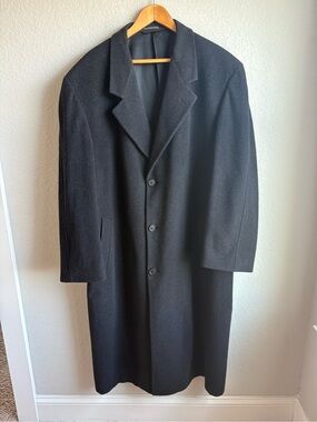 Britches of Georgetown Vintage Black Wool Blend Full Length Overcoat XXL 50